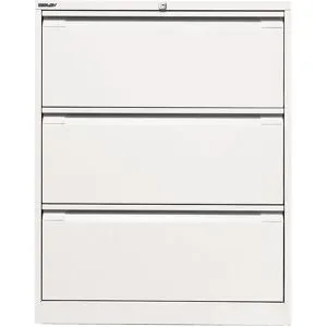 Hängeregistraturschrank, 2-bahnig, 3 Schübe, DIN A4, verkehrsweiß BISLEY