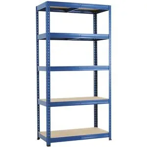 kaiserkraft Steckregal, blau, 5 Spanplattenböden, Traglast 265 kg, HxBxT 1780 x 900 x 450 mm