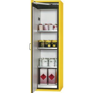 Feuerbeständiger Gefahrstoffschrank Typ 90, 1-türig, Außen-HxBxT 1968 x 600 x 615 mm, gelb, Edelstahl asecos