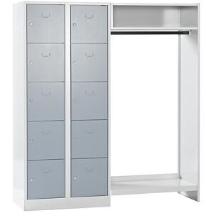 Schließfach-Garderobensystem Dresden, 2 Abteile links, 1 Garderobe, B 1670 mm, lichtgrau / silbergrau Wolf