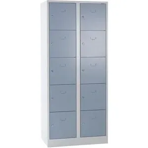 5er-Schließfachschrank Dresden, 2 Abteile, lichtgrau / silbergrau, B 800 mm, mit Bodensockel Wolf