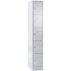 5er-Schließfachschrank Dresden, 1 Abteil, lichtgrau, B 300 mm, mit Bodensockel Wolf