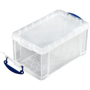 kaiserkraft REALLY USEFUL Stapelbox, mit Deckel und Frontklappe, Volumen 8 l, LxBxH 340 x 200 x 175 mm, VE 4 Stk