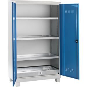 Umweltschrank zur Außenlagerung, mit 3 Wannenböden, 1 Bodenauffangwanne, HxBxT 2100 x 1200 x 600 mm eurokraft pro