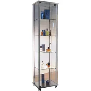 kaiserkraft Präsentations-Vitrine, 1 Drehflügeltür, 4 Dekorfüße