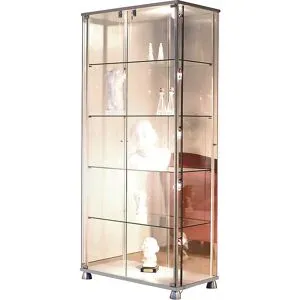 kaiserkraft Präsentations-Vitrine, 2 Drehflügeltüren, 4 Dekorfüße