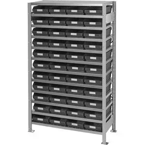 Steckregal, mit ESD Sichtlagerkästen, HxBxT 1790 x 1000 x 300 mm, 44 Sichtlagerkästen STEMO