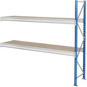 Schwerlast-Großfachregal mit Spanplattenauflagen, Rahmenfarbe blau, HxBxT 1996 x 2330 x 800 mm, Anbauregal Manorga