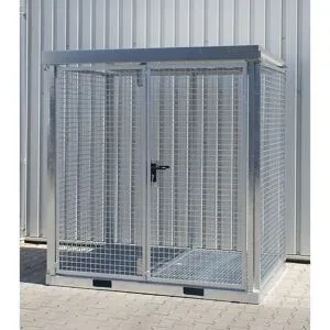 Montierter Gasflaschen-Gittercontainer, 45 Flaschen mit Ø 230 mm, Bodenausführung Gitterrost eurokraft pro