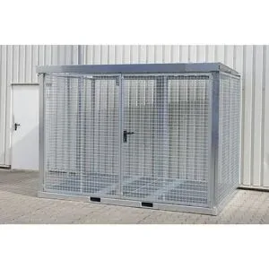 Montierter Gasflaschen-Gittercontainer, 104 Flaschen mit Ø 230 mm, Bodenausführung Gitterrost eurokraft pro