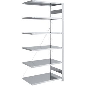 Steckregal, Bauart leicht, einseitig, HxBxT 2500 x 1000 x 800 mm, verzinkt, Anbauregal eurokraft pro