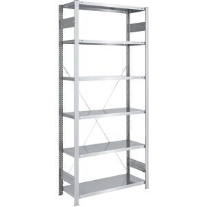 Steckregal, Bauart leicht, einseitig, HxBxT 2500 x 1000 x 500 mm, verzinkt, Grundregal eurokraft pro
