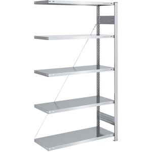 Steckregal, Bauart leicht, einseitig, HxBxT 2000 x 1000 x 500 mm, verzinkt, Anbauregal eurokraft pro