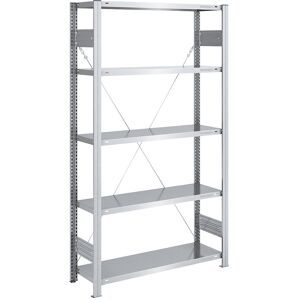 Steckregal, Bauart leicht, einseitig, HxBxT 2000 x 1000 x 400 mm, verzinkt, Grundregal eurokraft pro