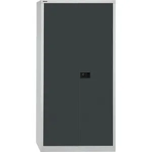UNIVERSAL Flügeltürenschrank, HxBxT 1950 x 914 x 400 mm, 4 Fachböden, 5 Ordnerhöhen, lichtgrau / anthrazit BISLEY