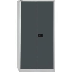 UNIVERSAL Flügeltürenschrank, HxBxT 1950 x 914 x 400 mm, mit Garderobeneinsatz, lichtgrau / anthrazit BISLEY