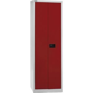 UNIVERSAL Flügeltürenschrank, HxBxT 1950 x 600 x 400 mm, 4 Fachböden, 5 Ordnerhöhen, lichtgrau / kardinalrot BISLEY