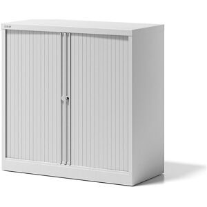 Rollladenschrank ESSENTIALS, HxBxT 1000 x 1000 x 470 mm, 1 Fachboden, verkehrsweiß BISLEY