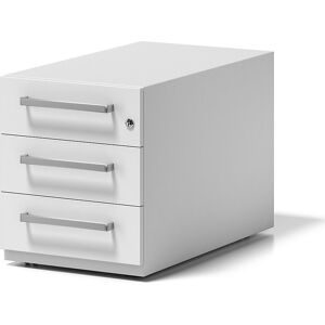 Rollcontainer Note?, mit 3 Universalschubladen, HxBxT 495 x 420 x 775 mm, mit Griff, verkehrsweiß BISLEY