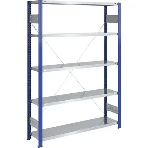 Steckregal, Bauart leicht, einseitig, HxBxT 2000 x 1300 x 400 mm, blau/verzinkt, Grundregal eurokraft pro