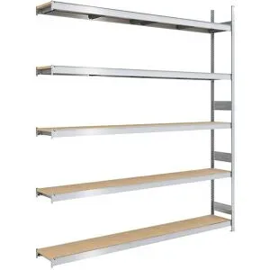 Großfach-Steckregal mit Spanplatten, Höhe 3000 mm, Breite 2500 (2 x 1250) mm, Feldlast 2000 kg, Tiefe 400 mm, Anbauregal hofe