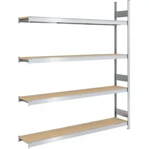Großfach-Steckregal mit Spanplatten, Höhe 2500 mm, Breite 2000 mm, Feldlast 1750 kg, Tiefe 400 mm, Anbauregal hofe