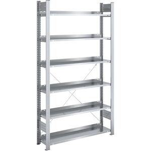 Akten-Steckregal, verzinkt, Regalhöhe 2000 mm, einseitig, Grundregal, BxT 1000 x 300 mm hofe