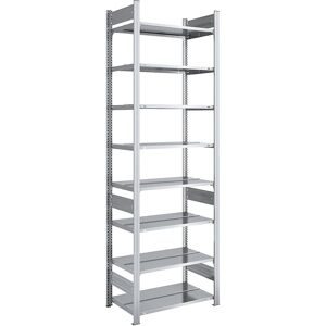 Akten-Steckregal, verzinkt, Regalhöhe 2700 mm, doppelseitig, Grundregal, BxT 750 x 600 mm hofe
