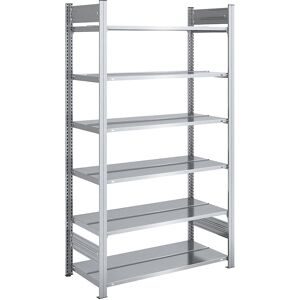 Akten-Steckregal, verzinkt, Regalhöhe 2000 mm, doppelseitig, Grundregal, BxT 1000 x 600 mm hofe