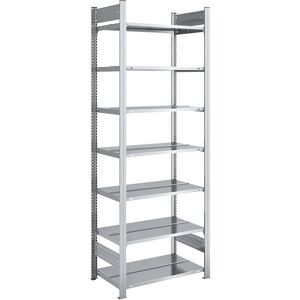 Akten-Steckregal, verzinkt, Regalhöhe 2350 mm, doppelseitig, Grundregal, BxT 750 x 600 mm hofe