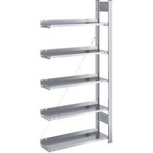 Akten-Steckregal, verzinkt, Regalhöhe 1750 mm, einseitig, Anbauregal, BxT 750 x 300 mm hofe