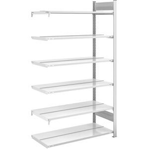 Akten-Steckregal, RAL 7035, Regalhöhe 2000 mm, doppelseitig, Anbauregal, BxT 1000 x 600 mm hofe