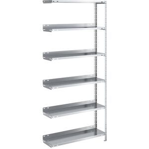 Akten-Schraubregal, verzinkt, Regalhöhe 1850 mm, Anbauregal, Breite x Tiefe 750 x 300 mm hofe