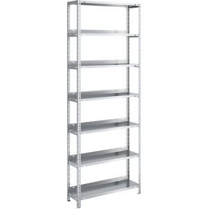 Akten-Schraubregal, verzinkt, Regalhöhe 2200 mm, Grundregal, Breite x Tiefe 750 x 300 mm hofe