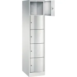 C+P Schliessfachschrank Resisto, 1 Abteil, 5 Fächer, B 396 x T 540 x H 1950 mm, Lichtgrau