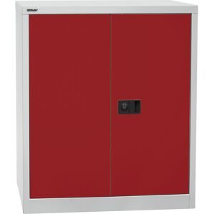 UNIVERSAL Flügeltürenschrank, HxBxT 1000 x 914 x 400 mm, 1 verzinkter Fachboden, 2 Ordnerhöhen, lichtgrau / kardinalrot BISLEY