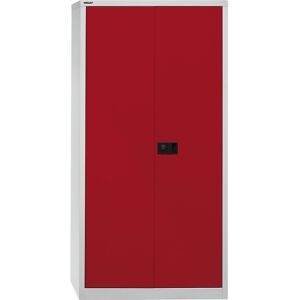 UNIVERSAL Flügeltürenschrank, HxBxT 1950 x 914 x 400 mm, 4 verzinkte Fachböden, 5 Ordnerhöhen, lichtgrau / kardinalrot BISLEY