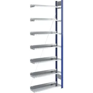 Ordner-Steckregal, einseitig, Höhe 2350 mm, BxT 750 x 300 mm, Anbauregal, blau / verzinkt hofe