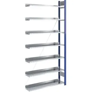 Ordner-Steckregal, einseitig, Höhe 2350 mm, BxT 1000 x 300 mm, Anbauregal, blau / verzinkt hofe