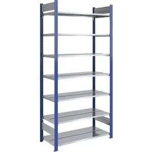 Ordner-Steckregal, doppelseitig, Höhe 2350 mm, BxT 1000 x 600 mm, Grundregal, blau / verzinkt hofe