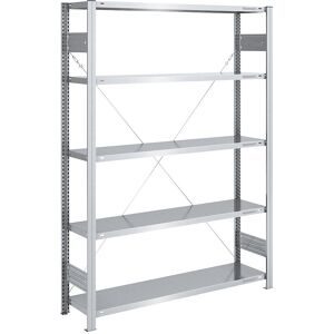 Steckregal, Bauart mittelschwer, einseitig, HxBxT 2000 x 1300 x 400 mm, verzinkt, Grundregal eurokraft pro