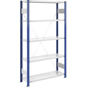 Steckregal, Bauart leicht, einseitig, HxBxT 2000 x 1000 x 400 mm, blau/grau, Grundregal eurokraft pro