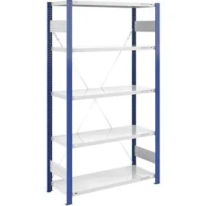 Steckregal, Bauart leicht, einseitig, HxBxT 2000 x 1000 x 500 mm, blau/grau, Grundregal eurokraft pro