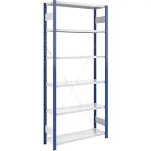 Steckregal, Bauart leicht, einseitig, HxBxT 2500 x 1000 x 400 mm, blau/grau, Grundregal eurokraft pro