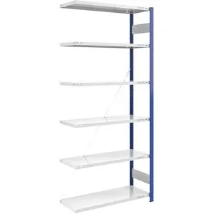 Steckregal, Bauart leicht, einseitig, HxBxT 2500 x 1000 x 500 mm, blau/grau, Anbauregal eurokraft pro
