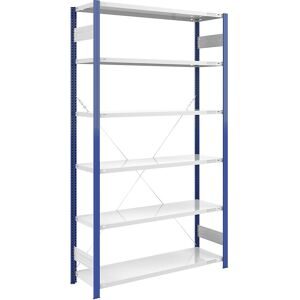 Steckregal, Bauart leicht, einseitig, HxBxT 2500 x 1300 x 500 mm, blau/grau, Grundregal eurokraft pro