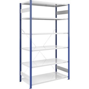 Steckregal, Bauart leicht, einseitig, HxBxT 2500 x 1300 x 800 mm, blau/grau, Grundregal eurokraft pro