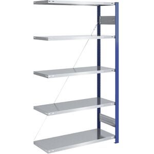 Steckregal, Bauart leicht, einseitig, HxBxT 2000 x 1000 x 500 mm, blau/verzinkt, Anbauregal eurokraft pro