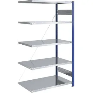 Steckregal, Bauart leicht, einseitig, HxBxT 2000 x 1000 x 800 mm, blau/verzinkt, Anbauregal eurokraft pro