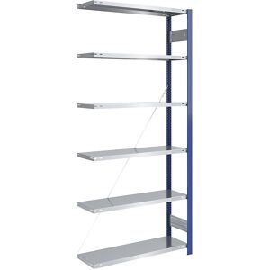 Steckregal, Bauart leicht, einseitig, HxBxT 2500 x 1000 x 400 mm, blau/verzinkt, Anbauregal eurokraft pro
